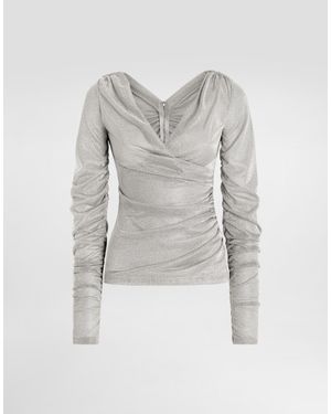 Dolce & Gabbana Lamé Jersey Top - Grey