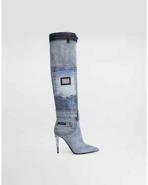 Dolce & Gabbana Bottes bleues à patchwork