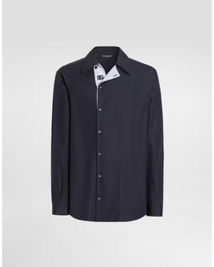 Dolce & Gabbana Martini Cotton Poplin Shirt - Blue
