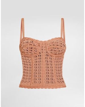 Dolce & Gabbana Viscose Bustier Tank Top - Brown