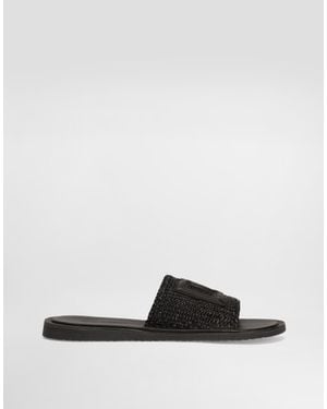 Dolce & Gabbana Raffia Crochet Slipper - White