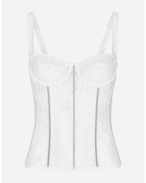 Dolce & Gabbana Lace Lingerie Bustier With Straps - White