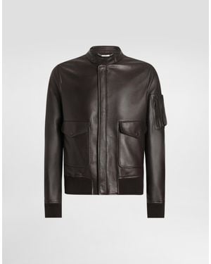 Dolce & Gabbana Zip-Fastening-Pocket Leather Jacket - Black