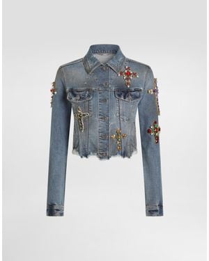 Dolce & Gabbana Denim Jacket With Embroidery - Blue