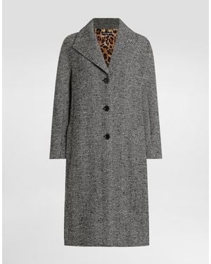 Dolce & Gabbana Long Chevron Coat - Gray
