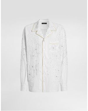 Dolce & Gabbana Cotton And Silk Vanity Shirt With Embroidery - White