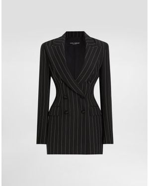 Dolce & Gabbana Wool Pinstripe Blazer - Black