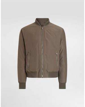Dolce & Gabbana Padded Canvas Bomber Jacket - Brown