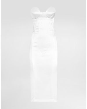Dolce & Gabbana Strapless Satin Corset Dress in White | Lyst