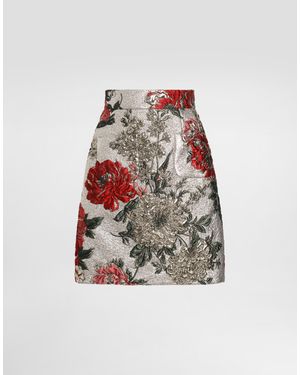 Dolce & Gabbana Floral Jacquard Mini Skirt - White