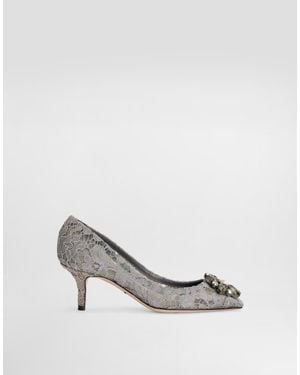 Dolce & Gabbana Taormina-Lace Crystal-Embellished Court Shoes - Grey
