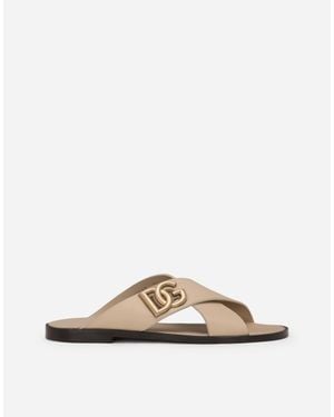 Dolce & Gabbana Dg-Logo Leather Sandals - Natural