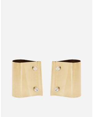 Dolce & Gabbana Rigid Metal Cuffs And Rhinestone-Detailed Buttons - Natural