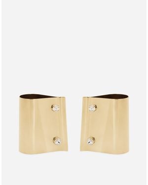 Dolce & Gabbana Rigid Metal Cuffs And Rhinestone-Detailed Buttons - Natural