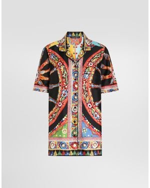 Dolce & Gabbana Carretto-Print Silk Twill Vanity Shirt - White