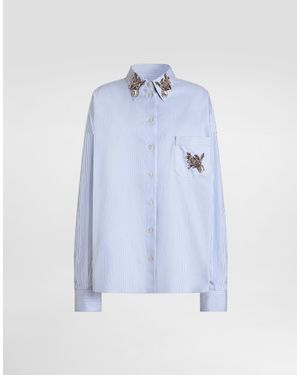 Dolce & Gabbana Striped Poplin Shirt - Blue