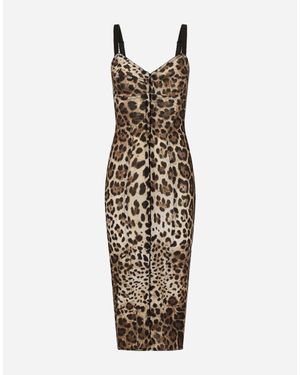 Dolce & Gabbana Leopard-print Midi Dress - Brown