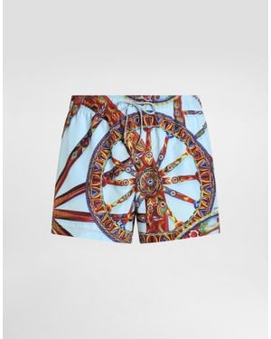 Dolce & Gabbana Carretto-Print Swim Boxer Shorts - White