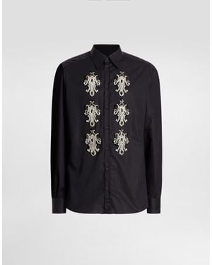 Dolce & Gabbana Striped Cotton Martini Shirt - Black