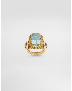 Dolce & Gabbana Ring Eleganza 18-Karätiges Weiß- Und Gelbgold, Aquamarine Und Saphire