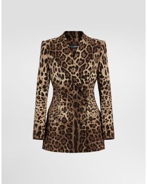 Dolce & Gabbana Turlington Leo- Wool Double-Breasted Jacket - Brown