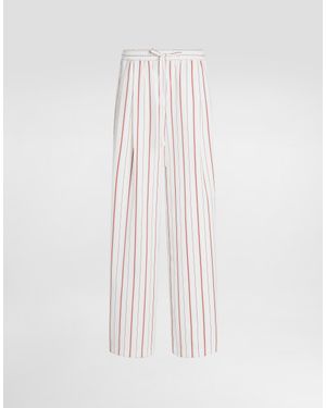 Dolce & Gabbana Striped Poplin Trousers - White
