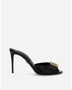 Dolce & Gabbana Patent-Leather Mules - Black