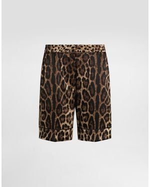 Dolce & Gabbana Stretch-Silk Leopard Print Shorts - Multicolor