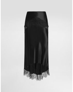 Dolce & Gabbana Silk Satin Skirt - ブラック