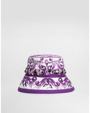 Dolce & Gabbana Cappello Stampa Maiolica - Viola