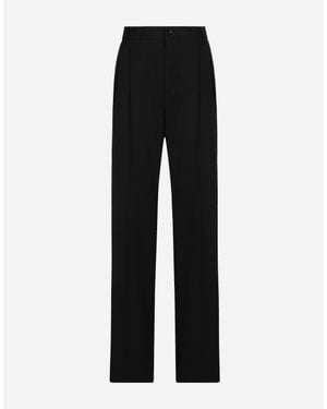 Dolce & Gabbana Flared Woollen Trousers - Black