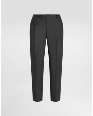 Dolce & Gabbana Washed Linen Canvas Pants - Gray