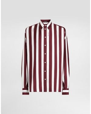 Dolce & Gabbana Striped Silk Twill Shirt - Red