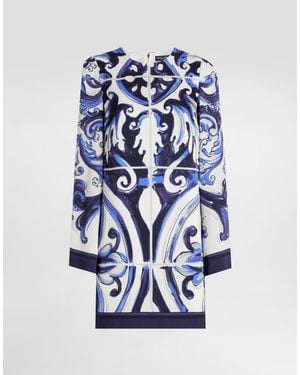 Dolce & Gabbana Dg Exclusive Majolica- Charmeuse Dress - Blue
