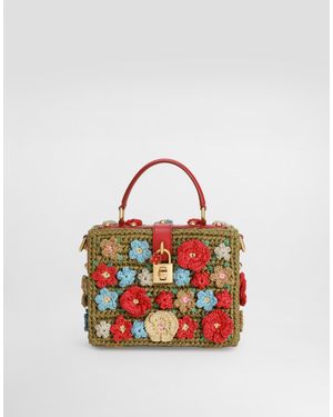 Dolce & Gabbana Dolce Box Raffia Crochet Handbag - White