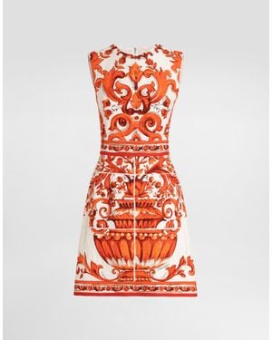 Dolce & Gabbana Majolica-Print Short Dress - Red