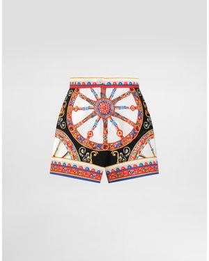 Dolce & Gabbana Carretto-Print Poplin Shorts - White