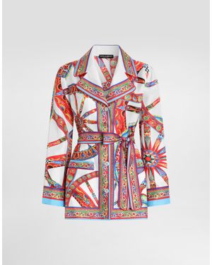 Dolce & Gabbana Camisa Vanity En Twill De Seda Con Estampado Carretto - Rojo
