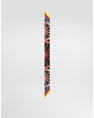 Dolce & Gabbana 6X100 Carretto-Print Silk Twill Bandeau - White