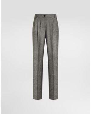 Dolce & Gabbana Glen Plaid Flannel Trousers - Grey