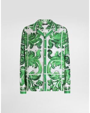 Dolce & Gabbana Majolica- Silk Twill Vanity Shirt - Green