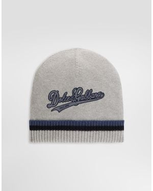 Dolce & Gabbana Strickmütze Mit Logo - Grau