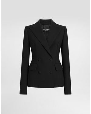 Dolce & Gabbana Zweireihige Jacke Aus Double-Wollcrêpe - Schwarz