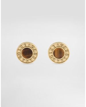 Dolce & Gabbana Dg Logo And Stone Pin Earrings - ホワイト