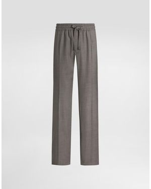 Dolce & Gabbana Bird's Eye Wool Jogging Trousers - Grey