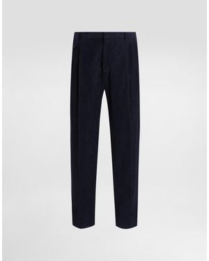 Dolce & Gabbana Garment-Dyed Velvet Trousers - Blue