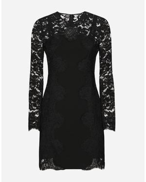 Dolce & Gabbana ショートドレス コードレース＆ジャージーパネル - ブラック