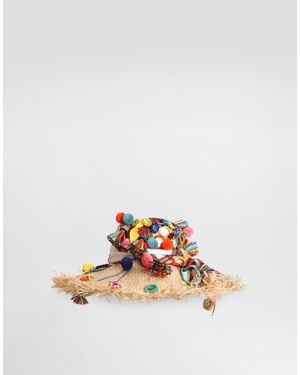 Dolce & Gabbana Raffia Hat With Applications - Multicolour