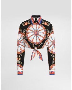 Dolce & Gabbana Carretto-Print Cotton Poplin Shirt - White
