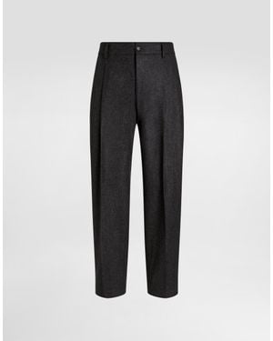 Dolce & Gabbana Wool Flannel Pants - Black